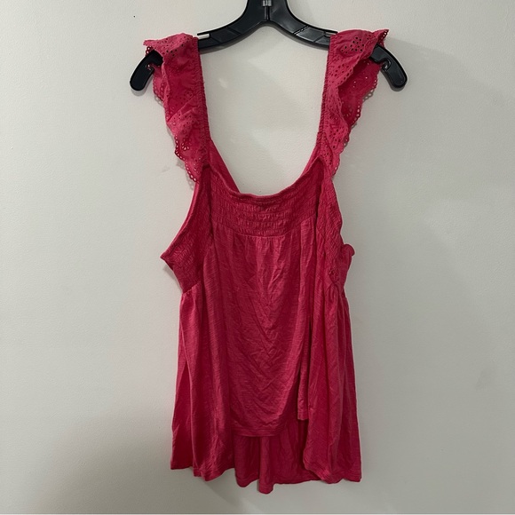 Torrid Slub Sweetheart Ruffle Eyelet Shoulder Tie Detail Pink‎ Tank Size 2X NWT - Picture 9 of 10